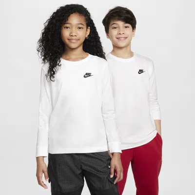 Nike Sportswear Big Kids' Long-sleeve T-shirt In White