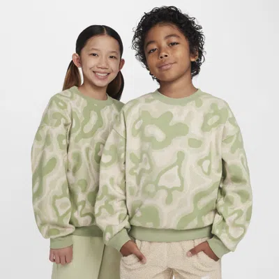 Nike Sportswear Big Kids' Oversized Fleece Crew-neck Sweatshirt In Green