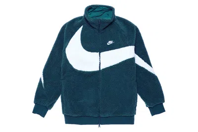 Pre-owned Nike Sportswear Big Swoosh Reversible Boa Jacket (asia Sizing) Deep Jungle/sail