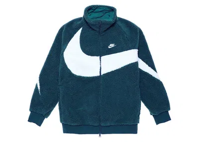 Pre-owned Nike Sportswear Big Swoosh Reversible Boa Jacket (asia Sizing) In Deep Jungle/sail