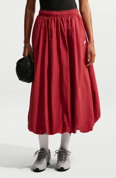 Nike Sportswear Bubble Hem Water Repellent Midi Skirt In Red