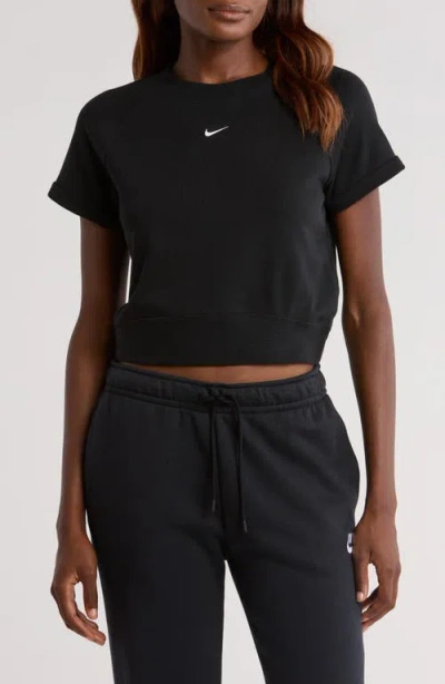 Nike Sportswear Chill Crop Cotton Blend French Terry Top In Black