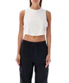 Nike W Nsw Chill Knit Mock-neck Ribbed Cropped Tank "brown" In White