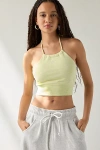 Nike Sportswear Chill French Terry Crop Halter Top In Barely Volt, Women's At Urban Outfitters In Green