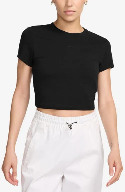 Nike Sportswear Chill Knit Crop Top In Black/black