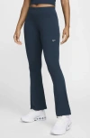 Nike Women's  Sportswear Chill Knit Tight Mini-rib Flared Leggings In Armory Navy/ Sail