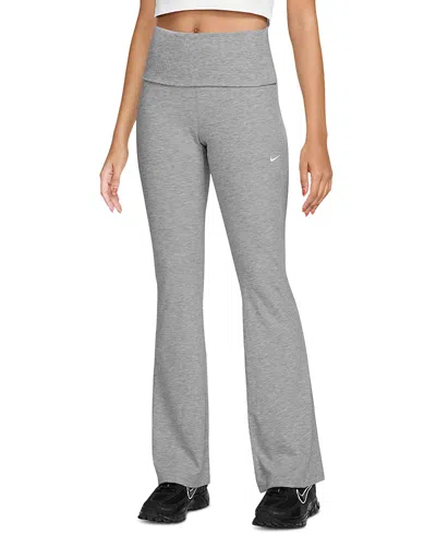 Nike Sportswear Chill Knit Mid Rise Ribbed Pants In Gray