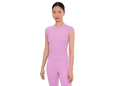 Nike Sportswear Chill Knit Rib Short Sleeve Top In Pink