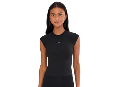 Nike Sportswear Chill Knit Rib Short Sleeve Top In Black