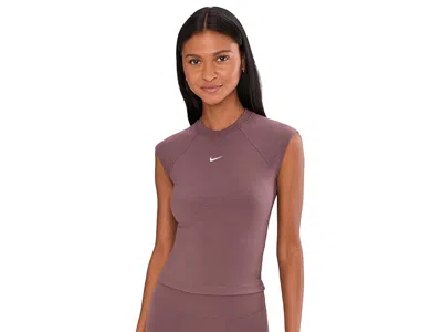 Nike Sportswear Chill Knit Rib Short Sleeve Top In Pink