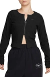 Nike Sportswear Chill Knit Rib Zip Cardigan In Black/black
