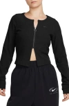 Nike Women's  Sportswear Chill Rib Slim Full-zip Cardigan In Black/ Black