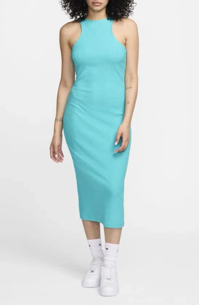 Nike Women's  Sportswear Chill Knit Slim Sleeveless Ribbed Midi Dress In Green