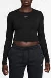 Nike Sportswear Chill Knit Slim Long Sleeve Crop T-shirt In Black
