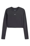 Nike Sportswear Chill Knit Slim Long Sleeve Crop T-shirt In Black