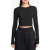 Nike Sportswear Chill Knit Slim Long Sleeve Crop T-shirt In Black/black