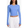 Nike Women's  Sportswear Chill Knit Slim Long-sleeve Cropped Top In Blue