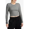 Nike Women's  Sportswear Chill Knit Slim Long-sleeve Cropped Top In Grey Heather/lt Silver