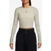 Nike Sportswear Chill Knit Slim Long Sleeve Crop T-shirt In Neutral