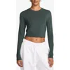 Nike Women's  Sportswear Chill Knit Slim Long-sleeve Cropped Top In Vintage Green
