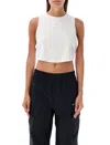 Nike W Nsw Chill Knit Mock-neck Ribbed Cropped Tank "brown" In White