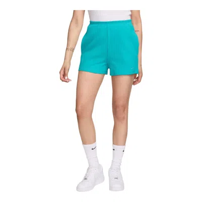 Nike Sportswear Chill Knit Women's High-waisted Slim 3 Ribbed Shorts In Blue