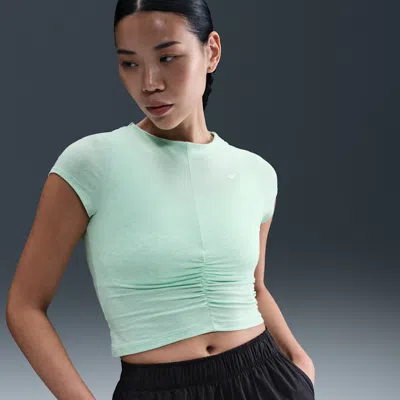 Nike Sportswear Chill Knit Women's Tight Short-sleeve Cropped Mock-neck Top In Blue