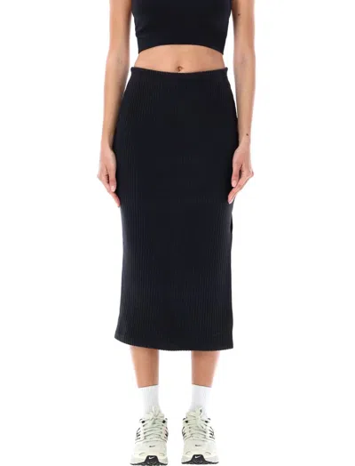 Nike Sportswear Chill Knitted Slim Ribbed Midi Skirt In Black