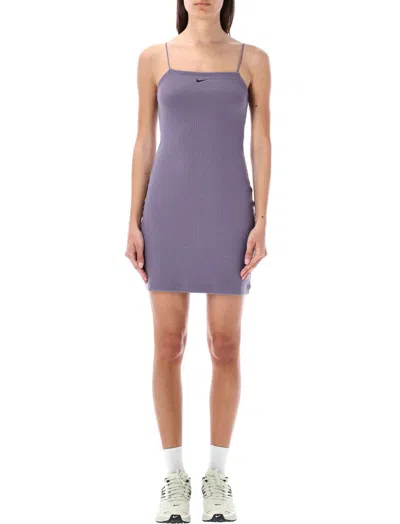 Nike Women's  Sportswear Chill Knit Tight Mini-rib Cami Dress In Purple