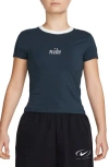 Nike Sportswear Chill Logo Embroidered T-shirt In Armory Navy/white