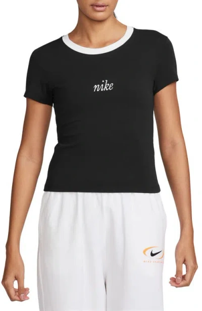 Nike Sportswear Chill Logo Embroidered T-shirt In Black/white