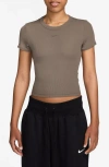 Nike Sportswear Chill Rib Top In Mink Brown/mink Brown