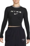 Nike Sportswear Chill Slim Long Sleeve Crop T-shirt In Black