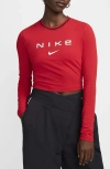 Nike Sportswear Chill Slim Long Sleeve Crop T-shirt In University Red