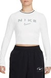 Nike Women's  Sportswear Chill Knit Slim Long-sleeve Cropped Graphic T-shirt In White