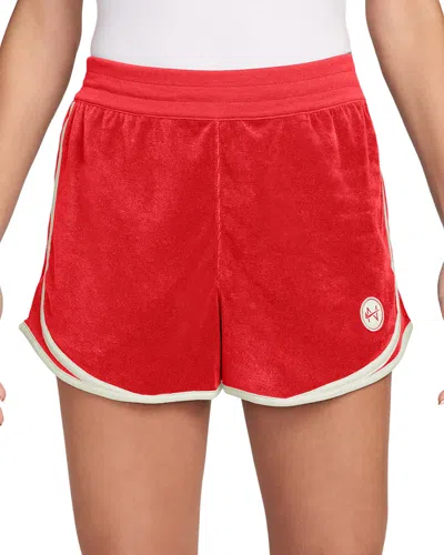 Nike Sportswear Chill Terry Mid Rise Shorts In Red