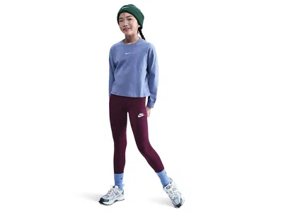 Nike Sportswear Classic High-waisted Leggings (little Kid/big Kid) Girl's Clothing Bordeaux/white : Xs (6 In Animal Print