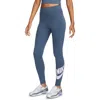 Nike Women's  Sportswear Classics High-waisted Graphic Leggings In Diffused Blue/white