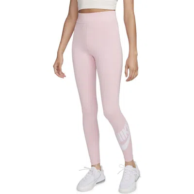 Nike Sportswear Classics High Waist Graphic Leggings In Medium Soft Pink/white