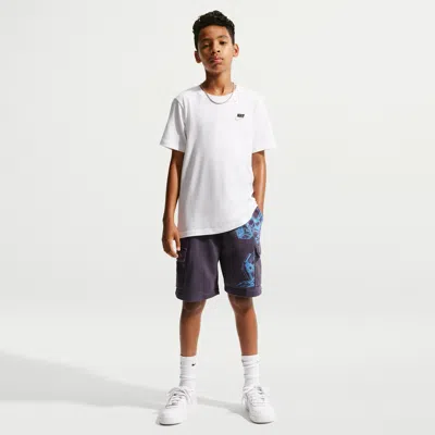 Nike Sportswear Club Big Kids' French Terry Cargo Shorts In White
