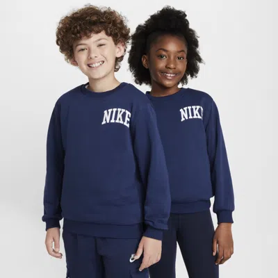Nike Sportswear Club Big Kids' French Terry Crew-neck Sweatshirt In Blue