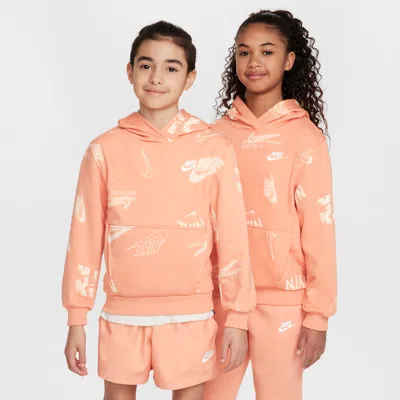 Nike Sportswear Club Big Kids' French Terry Hoodie In Orange