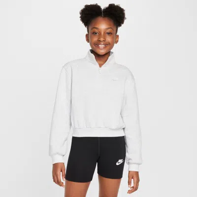 Nike Sportswear Club Big Kids' (girls') Fleece 1/2-zip Top In Brown