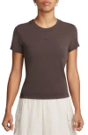 Nike Sportswear Club Chill Knit Mod Crop T-shirt In Baroque Brown/ Baroque Brown