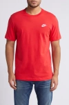 Nike Sportswear Club Crew Neck T-shirt In University Red/white