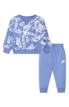 Nike Sportswear Club Crewneck Sweatshirt & Joggers Set In Blue