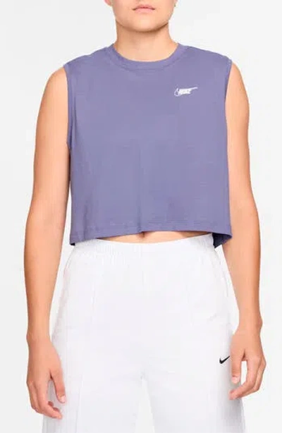 Nike Sportswear Club Crop Tank In Blue
