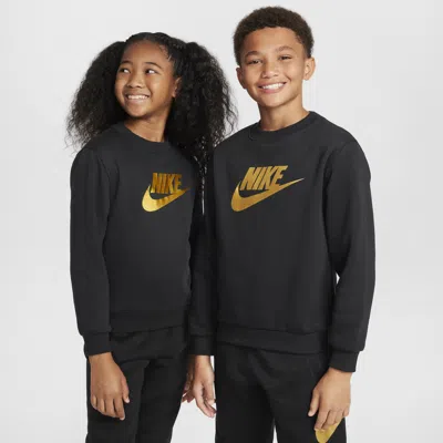 Nike Sportswear Club Fleece Big Kids' Crew-neck Sweatshirt In Black