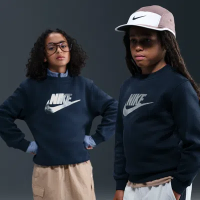 Nike Sportswear Club Fleece Big Kids' Crew-neck Sweatshirt In Blue