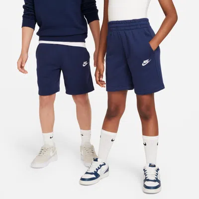 Nike Sportswear Club Fleece Big Kids' French Terry Shorts In Blue